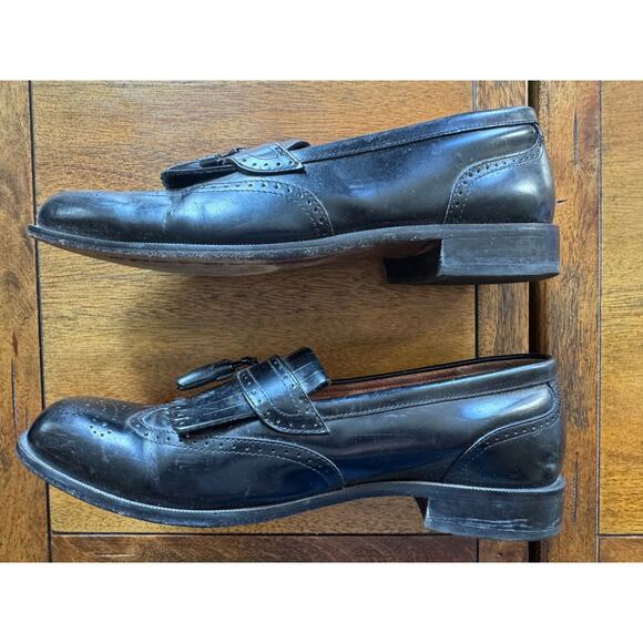 Bostonian Classics Tassel Loafers Mens 10M Black Leather Kiltie Brogue 20370 - Picture 4 of 11